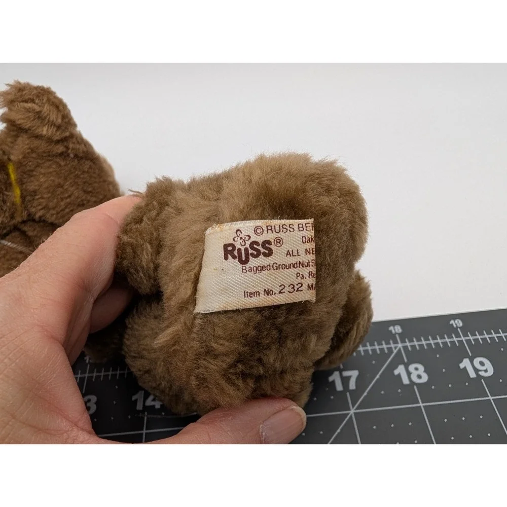 Russ Brown Mini Rabbit Plush 4 Inch Pink Ears Lot‎ of 2 Stuffed Animal Toy